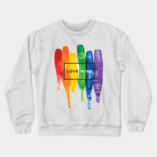 Watercolor Love Wins Rainbow (LGBT) Crewneck Sweatshirt by martinclemmons